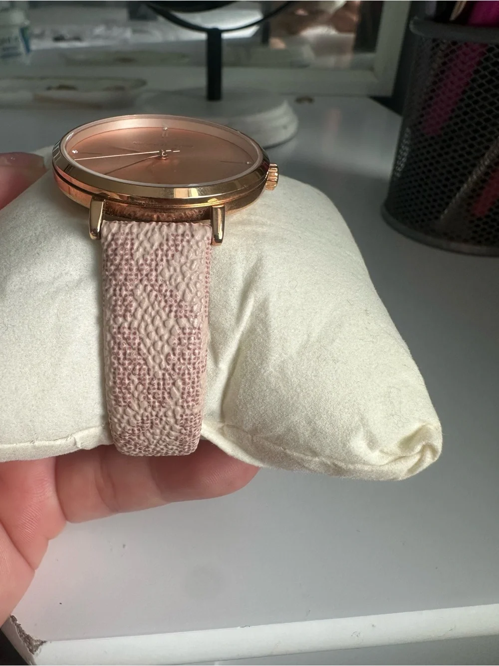 Michael Kors Rose Gold Dial Blush Fabric Strap Watch